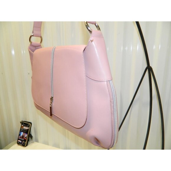 Wilsons Leather Light Pale Pink Leather Shoulder Bag W Zip Pockets Zip To Widen - Picture 2 of 12